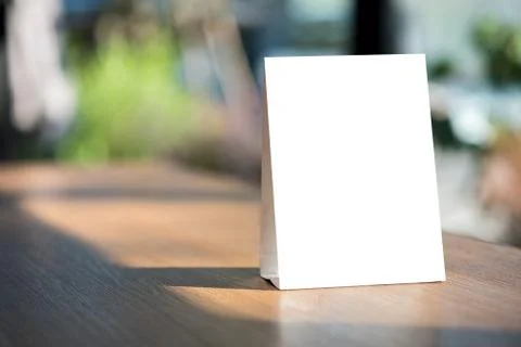 Stand  Mock up Menu frame  tent card  blurred background  design key visual l Stock Photos