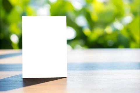 Stand  Mock up Menu frame  tent card  blurred background  design key visual l Stock Photos