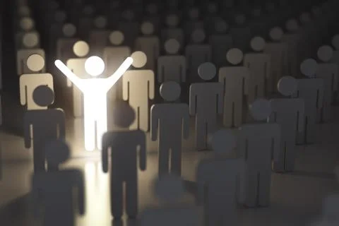 Stand out from the crowd, difference and leadership concept. Many people and  Stockillustratie