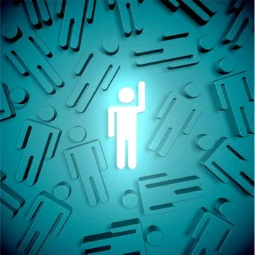 Stand out from the crowd glowing man with raised hand, vector illustration Stock Illustration