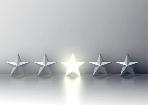 Stand out from the crowd glowing star among grey ones, vector illustration Stock Illustration