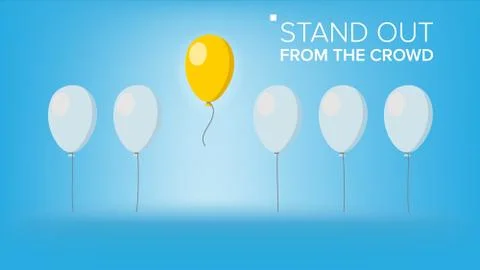Stand Out From The Crowd Vector. Outstanding Flying Balloon On light Different Stock Illustration