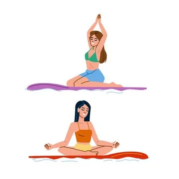 Stand paddle board yoga vector Stock Illustration