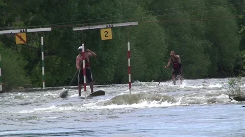 Stand up Paddle Boarding Down River 스톡 동영상 54602371
