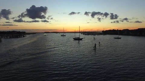 Stand Up Paddle Boarding at Sunset Video stock 56877202