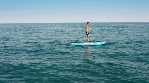 Stand Up Paddle Competition in the ocean Stock Footage 201779570