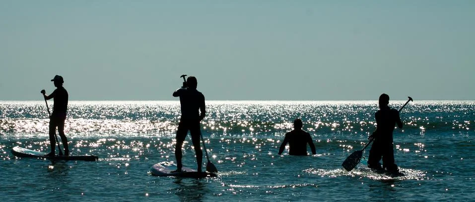 Stand up paddle group Stock Photos