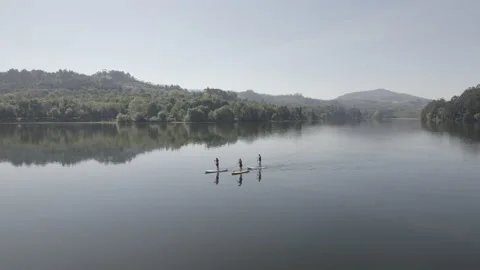 Stand Up Paddle in a lake Stock Footage 237342410