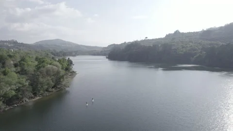 Stand Up Paddle in a lake Stock Footage 237342774