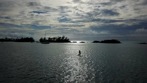 Stand up paddle on sunset Stock Footage 85572608