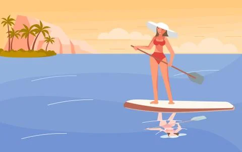 Stand Up Paddle Surfing concept Stock Illustration