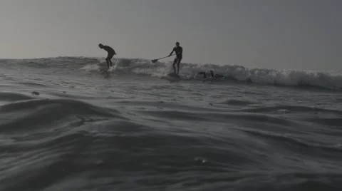 STAND UP PADDLE TURN (Super slow motion) Stock Footage 43054398