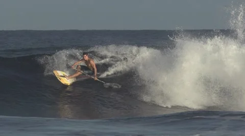 STAND UP PADDLE TURN (Super slow motion) Stock Footage 43202545