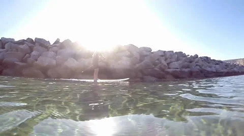 Stand up Paddle-underwater to above Stock Footage 36777421