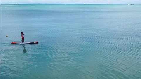 Stand Up Paddleboard in the Ocean Stock Footage 147402594