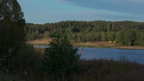 Stand-up paddler Video stock 321945579