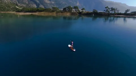 Stand Up Paddling Stock Footage 60596528