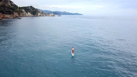 Stand Up Paddling in Spain Stock Footage 90522733