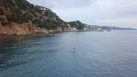 Stand Up Paddling in Spain Stock Footage 90522762