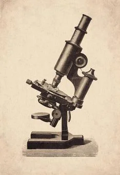Stand For Photo Micrography Microscope Scientific Instrument Engraving Stock Illustration