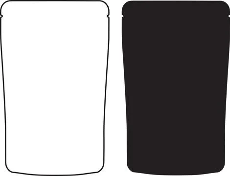 Stand up pouch bag packaging design template in solid silhouette and linear.. Stock Illustration