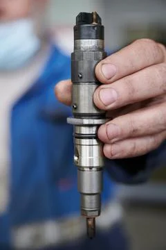 At the stand, the process of checking the operability and wear, the operation Stock Photos