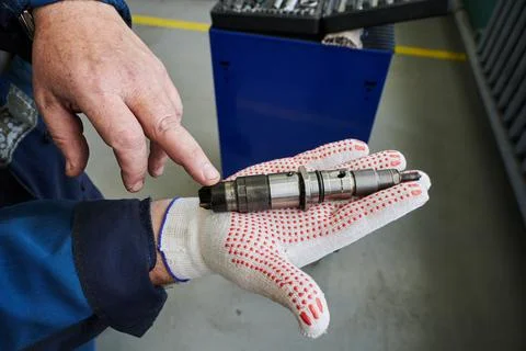 At the stand, the process of checking the operability and wear, the operation Stock Photos