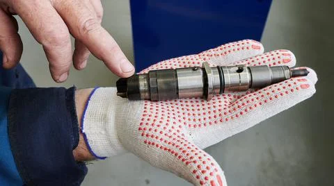 At the stand, the process of checking the operability and wear, the operation Stock Photos