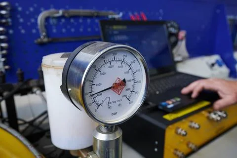 At the stand, the process of checking the operability and wear, the operation Stock Photos