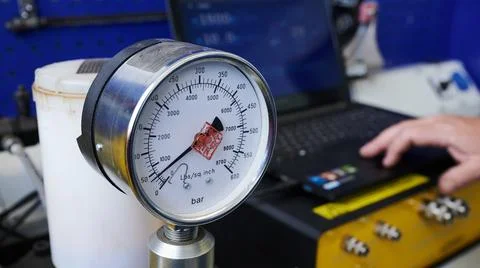 At the stand, the process of checking the operability and wear, the operation Stock Photos