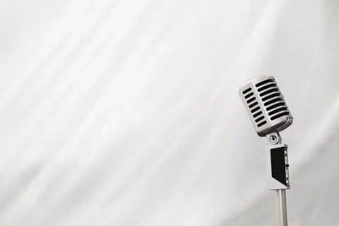 Stand with a retro microphone. Microphone on a tripod. Performance of the a.. Stock Photos