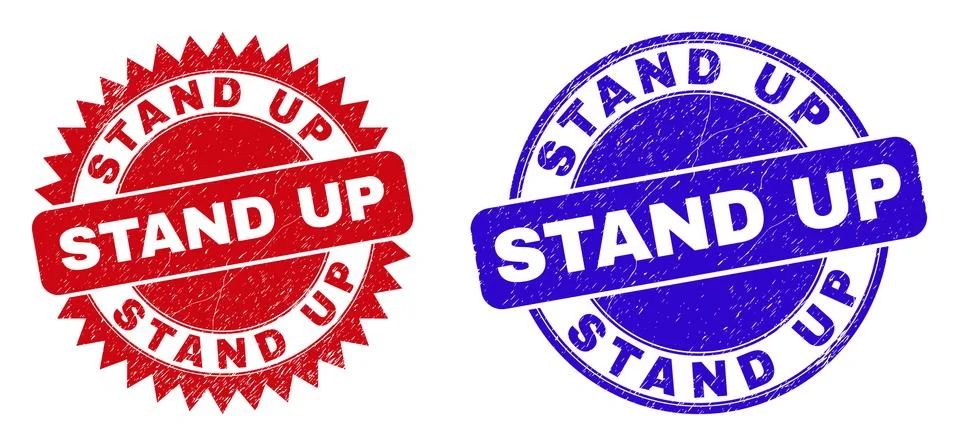 STAND UP Rounded and Rosette Stamp Seals with Distress Style Stock Illustration