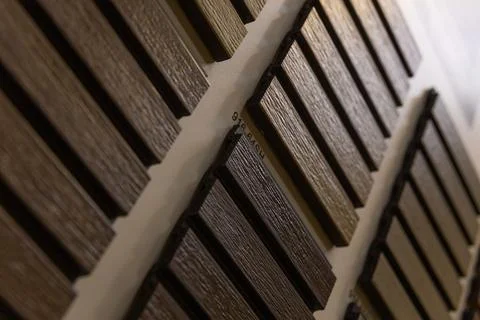 A stand with samples of decorative rails Stock Photos