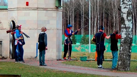 Stand shooting Stock Footage 75658567