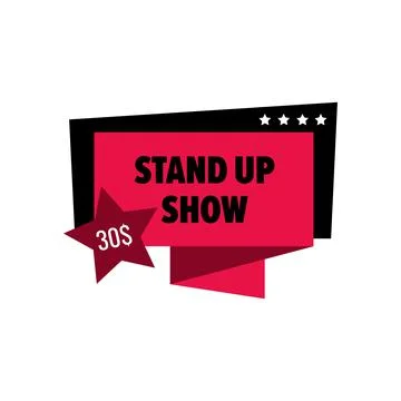 Stand up show ticket element, emblem with price Stock Illustration
