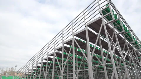 Stand structure built from metal beams stands near stadium 動画素材 324907567