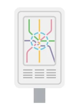 Stand with a subway map vector flat isolated on white Stock Illustration