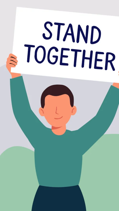 Stand Together Unity and Solidarity Animated Concept Stockbeeldmateriaal 343180351