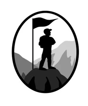 Stand on top bw icon Stock Illustration