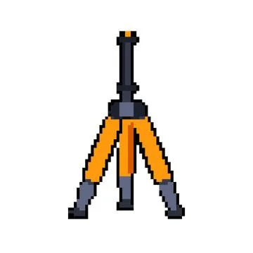 Stand tripod camera pixel art vector illustration Stock Illustration