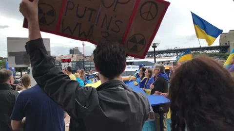 Stand with Ukraine protest Stock Footage 172398435