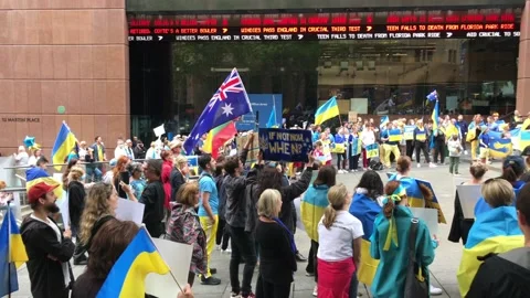 Stand with Ukraine protest Stock Footage 172399455