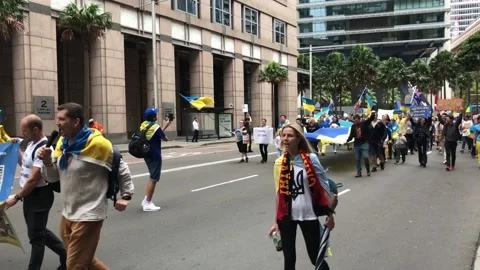 Stand with Ukraine protest Stock Footage 172400162