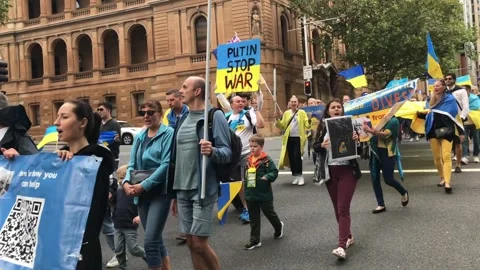 Stand with Ukraine protest Stock Footage 173670805