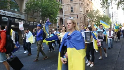 Stand with Ukraine protest Stock Footage 177379884