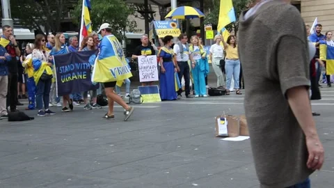 Stand with Ukraine rally Stock Footage 194464555