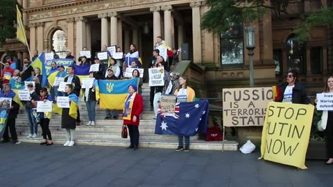 Stand with Ukraine rally Stock Footage 205069130