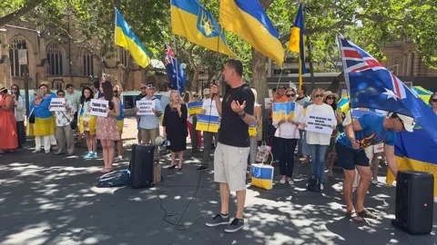 Stand with Ukraine rally Stock Footage 257293883