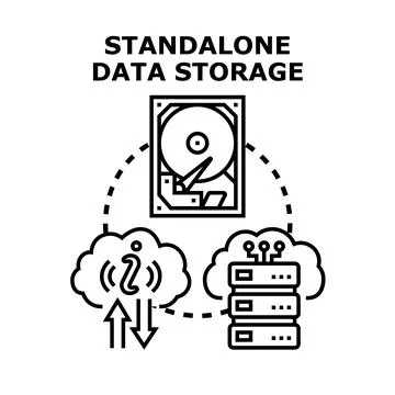 Standalone data storage connecting cloud computing systems Stock Illustration