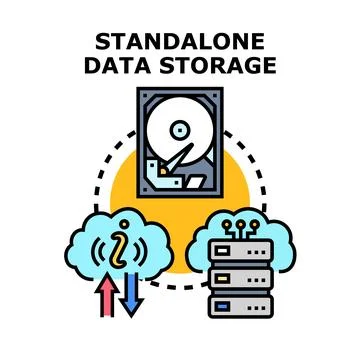 Standalone data storage connecting cloud computing systems Stock Illustration
